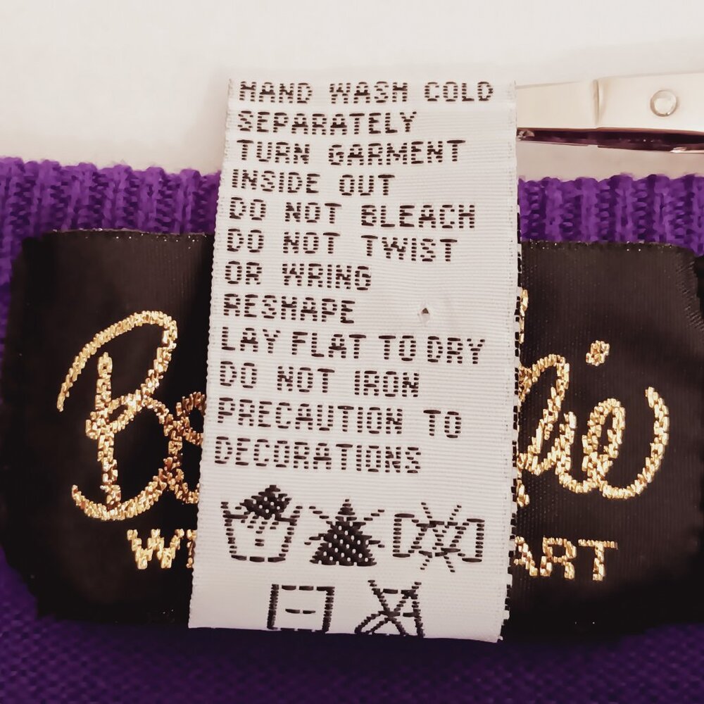 Bob Mackie's Women's Purple Beaded and Embroidered Scarf Sweater Size S - Picture 14 of 15